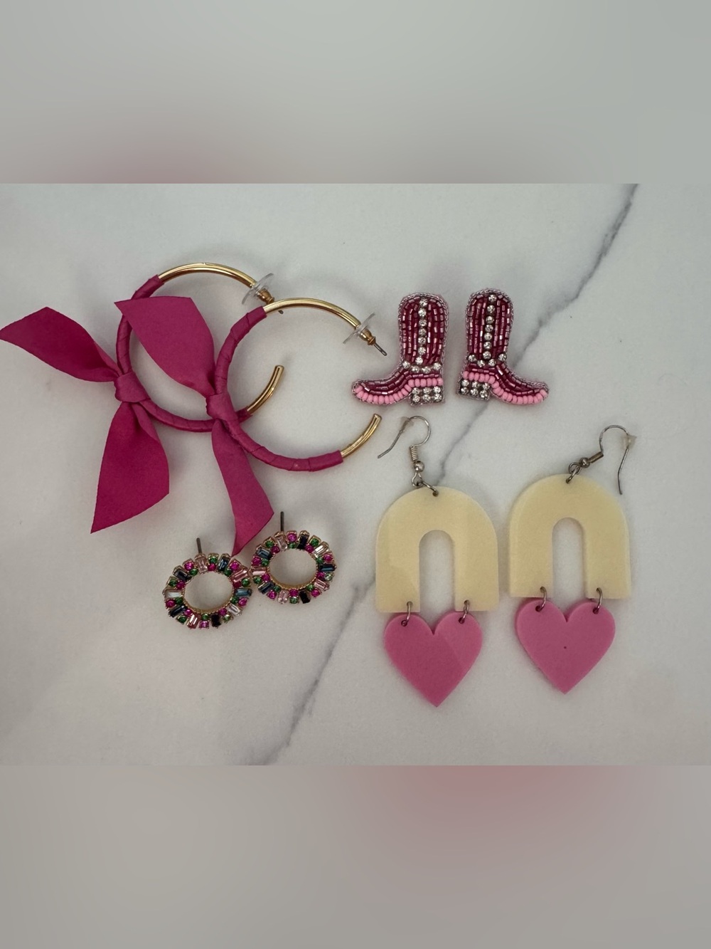 Women's Fashion Accessory - Earring Lot Bow Cowboy Heart